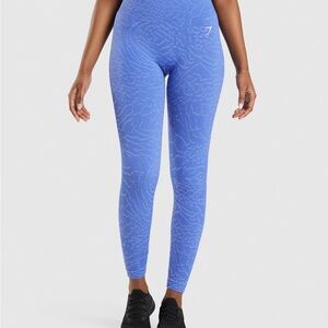 Gymshark Women's Vibrant Blue Patterned Leggings- ADAPT ANIMAL SEAMLESS LEGGINGS